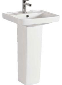 White Compass Ceramic Pedestal Wash Basin