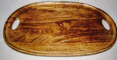 Plain Polished Hotel Wooden Serving Tray, Size : 14 Inch