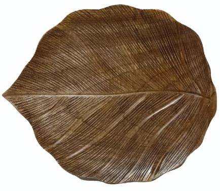 Carved Polished Leaf Shape Wooden Tray, Size : Standard
