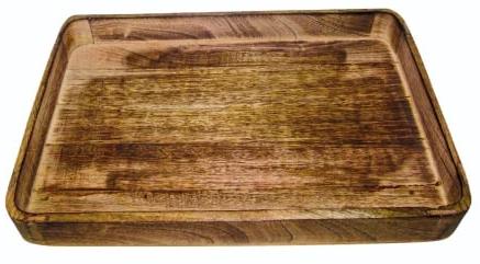 Brown Square Plain Mango Wood Serving Tray, Size : 12 Inch