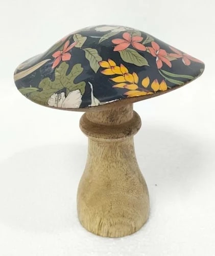 Polished Printed Mango Wood Mushroom, for Decoration, Color : Multi Color