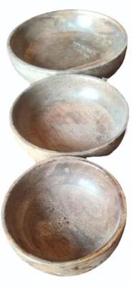 Plain Polished Round Mango Wood Bowl, Size : Standard