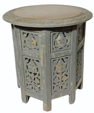 Polished Wooden Carved Table, Color : Grey