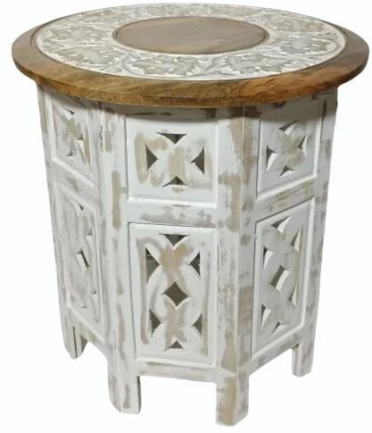 Carved Polished Wooden Side Table, Size : Standard