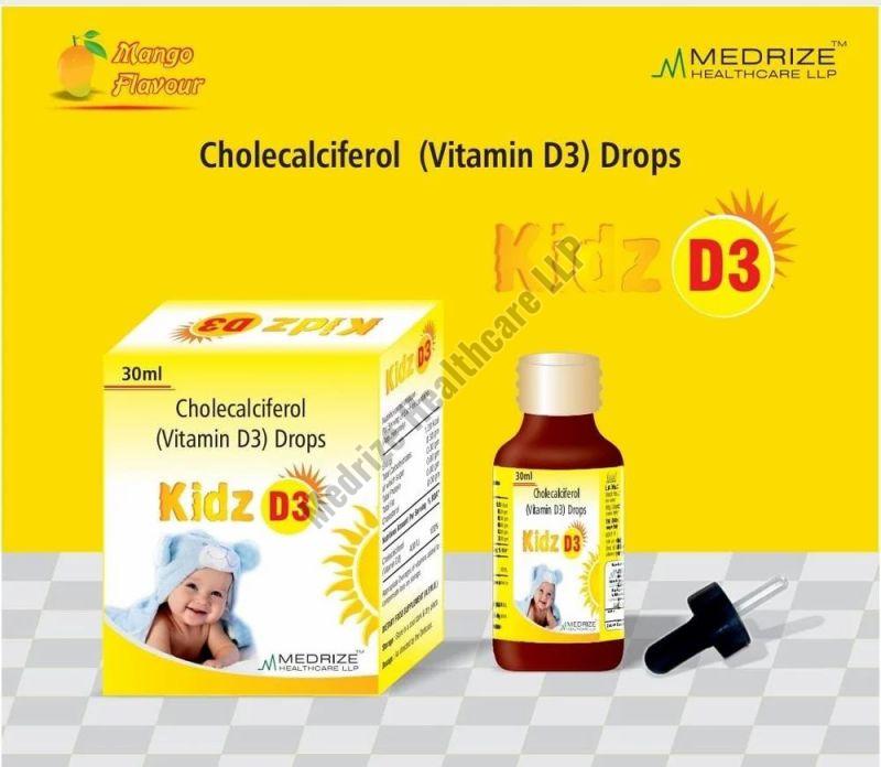 30ml Kidz D3 Cholecalciferol Drops, Shelf Life : 18 Months