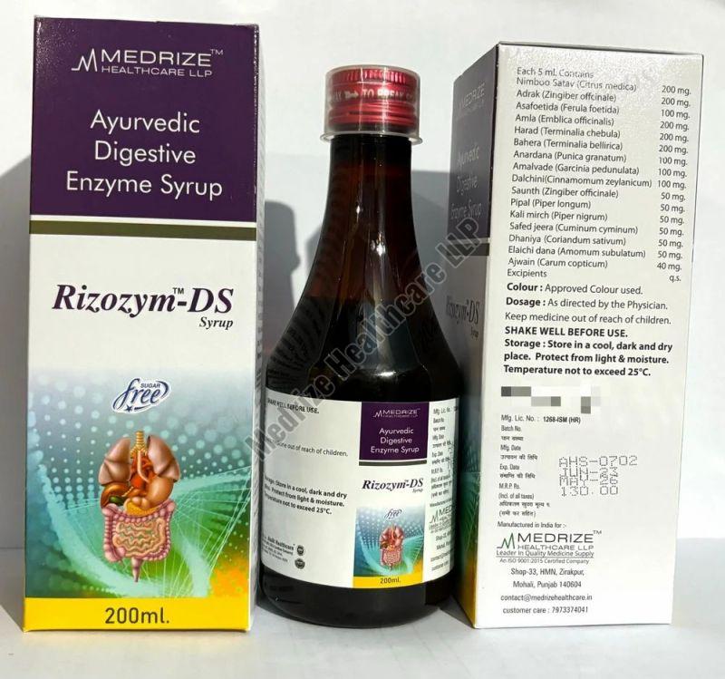 Rizozym-Ds Ayurvedic Digestive Enzyme Syrup, Packaging Size : 200 ml