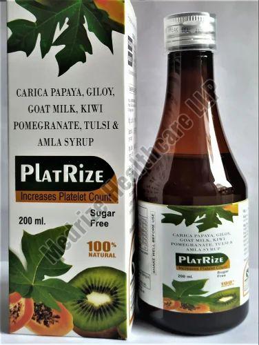 Ayurvedic PlatRize Platelet Booster Syrup, Packaging Type : Bottle