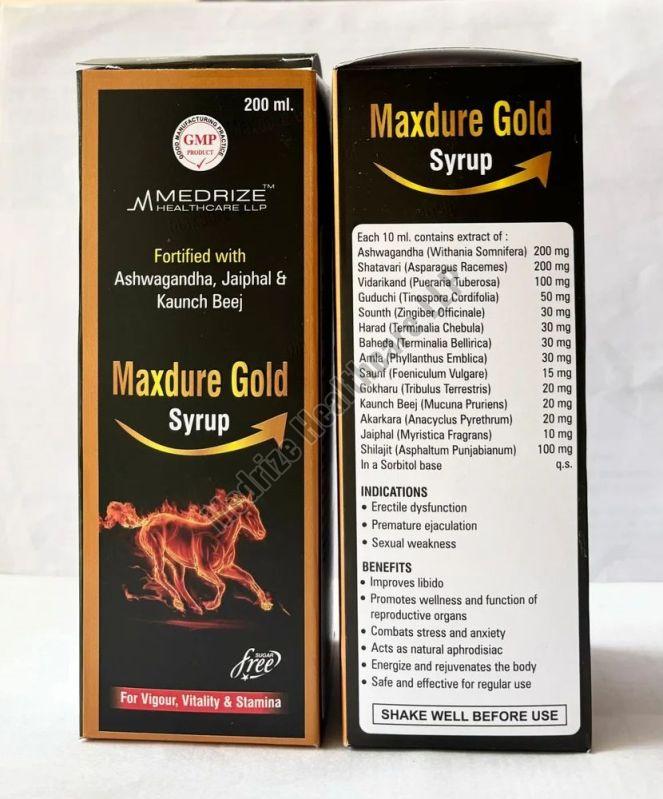 Maxdure Gold Ayurvedic Sex Power Syrup, Packaging Type : Bottle