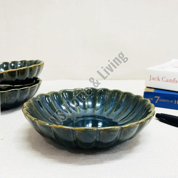 Forest Green Small Ceramic Snack Bowl, Feature : Attractive Design, Durable