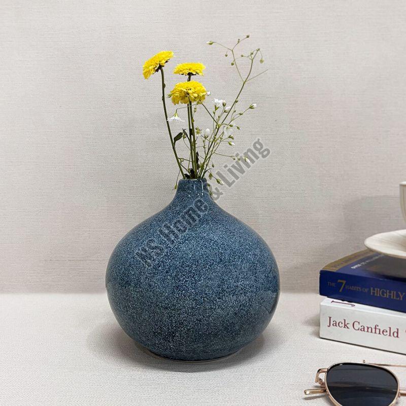 Frosty Blue Round Bud Small Flower Vase