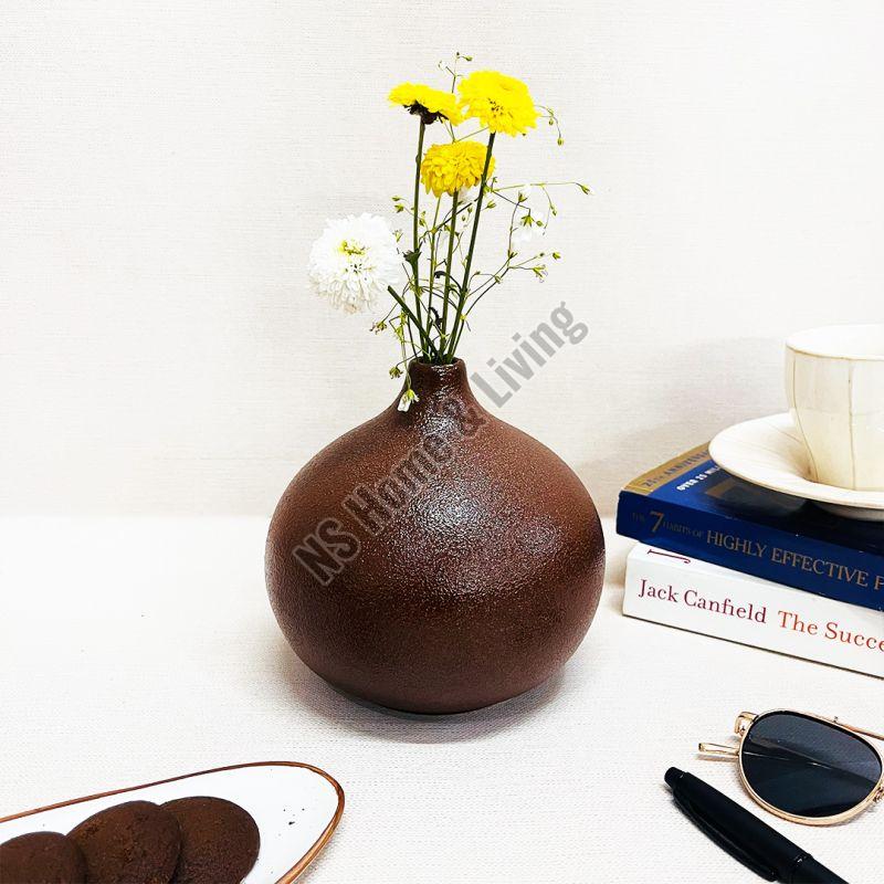 Rustic Brown Round Bud Small Flower Vase