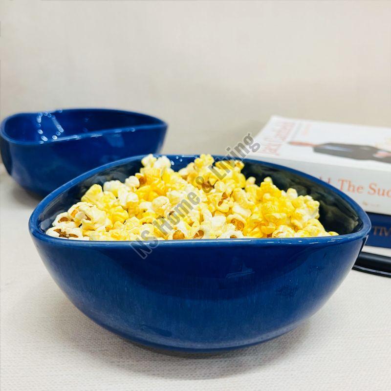 Sapphire Blue Triangle Ceramic Snack Bowl, Capacity : 650ml(approx.)