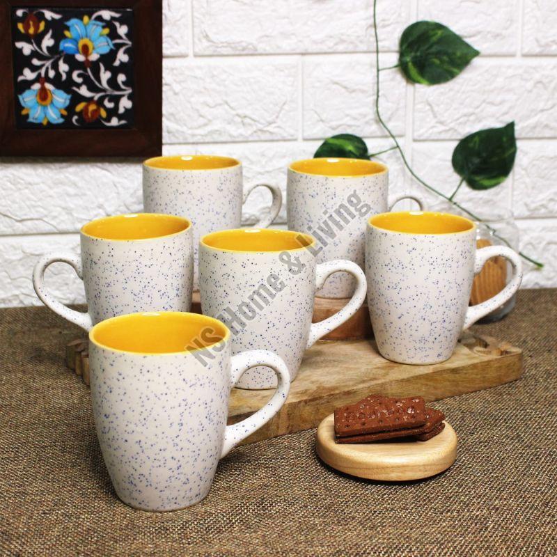 Spotted White & Yellow Matte Ceramic Mug