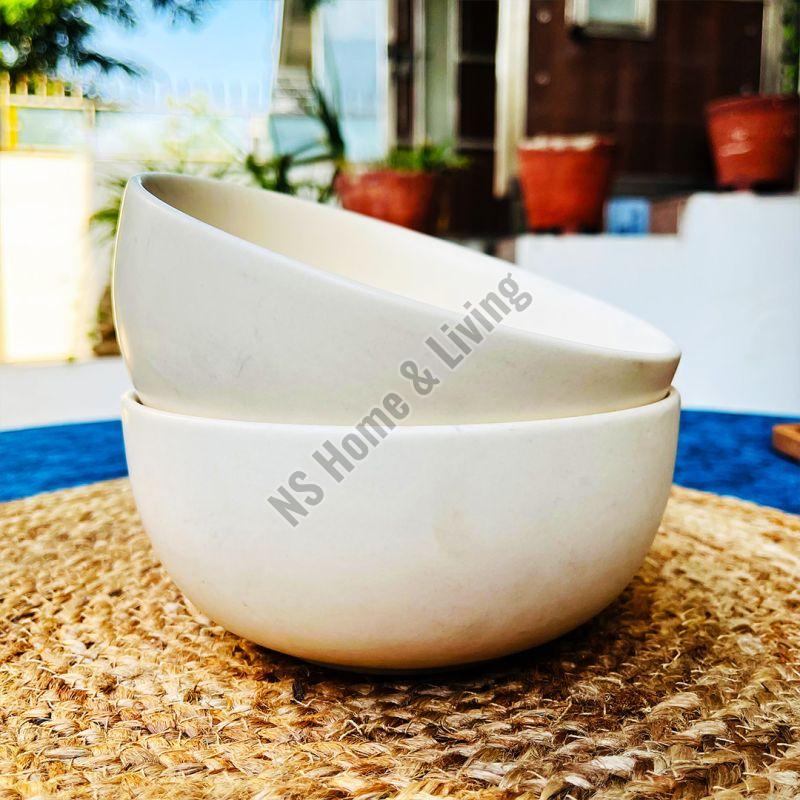 Subhra White Matte Ceramic Serving Bowls