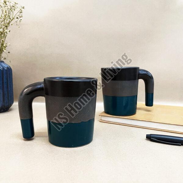 Tri Color Studio Pottery Ceramic Mug Set