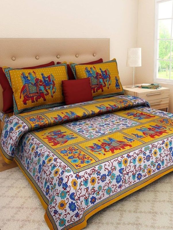 Cotton Printed Bed Sheet, Color : Multicolor