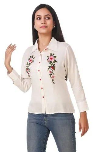 Printed Cotton Women Designer Shirts, Sleeve Style : Long Sleeve