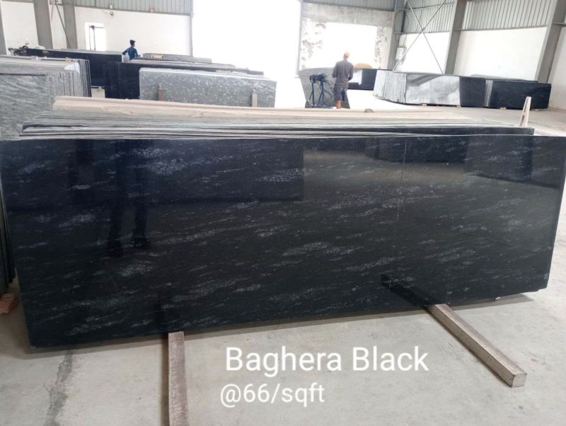 Polished Bagheera Black Granite Slab for Countertop, Flooring