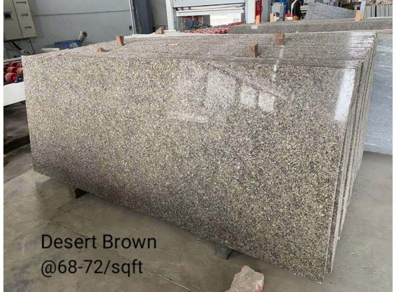 Rough-Rubbing Desert Brown Granite Slab for Vanity Tops, Staircases, Kitchen Countertops, Flooring