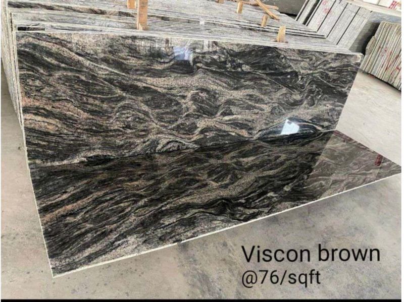 Rough-Rubbing Viscon Brown Granite Slab for Staircases, Kitchen Countertops, Flooring