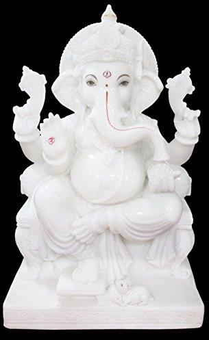 Plain Marble Ganesh Statue, Packaging Type : Thermocol Box