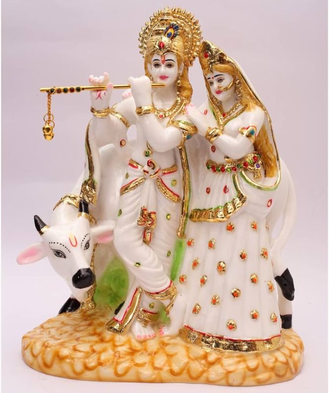 Plain Marble Radha Krishna Statue, Packaging Type : Thermocol Box