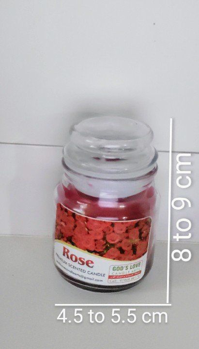 Rose Scented Glass Jar Candle, for Party, Lighting, Decoration, Speciality : Smokeless, Fine Finished