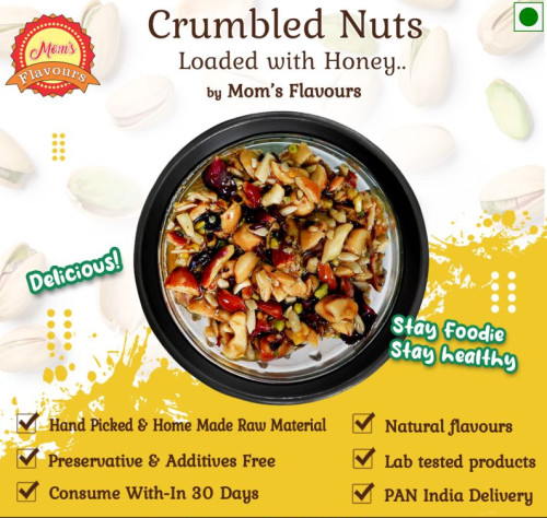 Moms Flavours Honey Crumbled Mix Nuts, Taste : Spicy