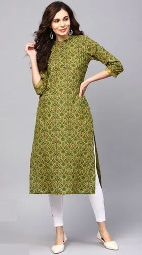 Printed Cotton Ladies Casual Straight Kurti, Age Group : Adults