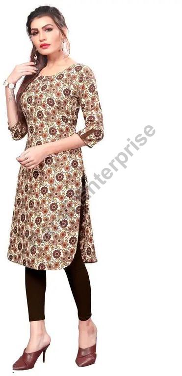 Ladies Printed Cotton Crepe Kurti, Age Group : Adults