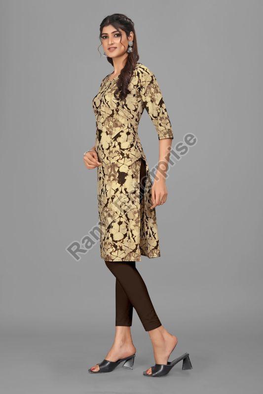 Ladies Printed Crepe Kurti, Sleeve Type : Half Sleeve