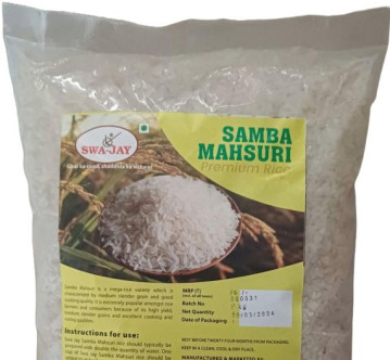 Swa-Jay Agro Hard Natural Samba Mansuri chawal for Cooking, Food, Human Consumption