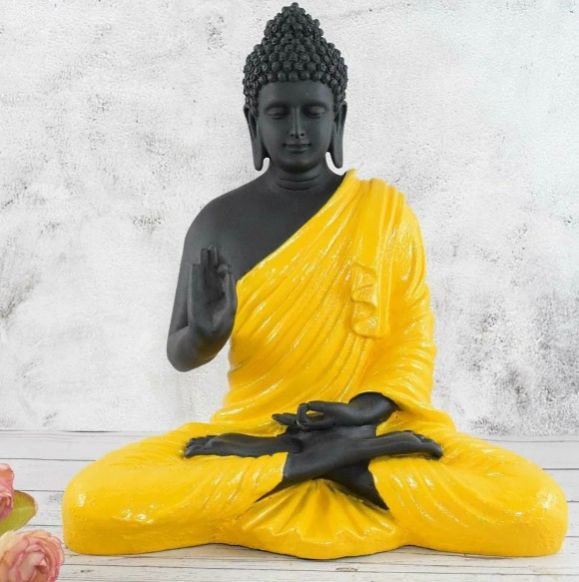 Blessing Buddha Statue, Green/ Black 2ft