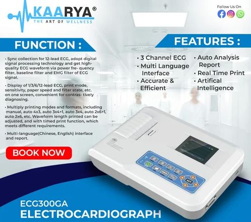 Electric Kaarya 300GA ECG Machine for Hospital, Clinical