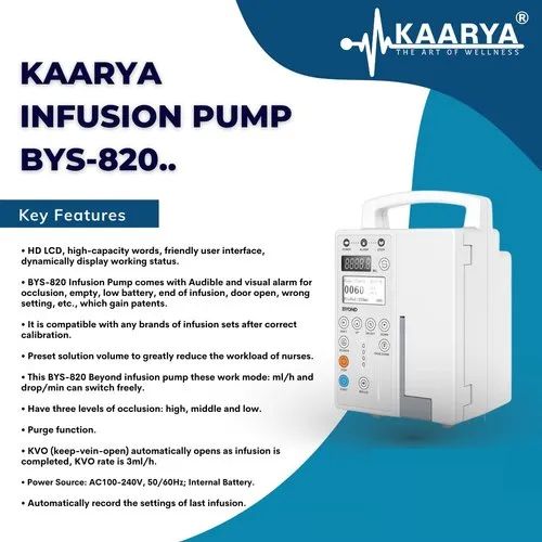 Kaarya BYS-820 Infusion Pump for Hospital, Clinic