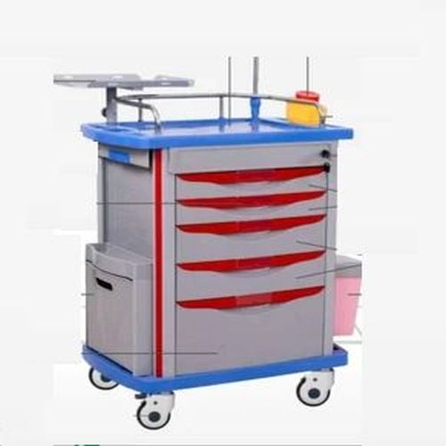 Polished Stainless-steel Kaarya Crash Cart Trolley for Hospitals