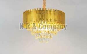 Golden Electric Toughened Glass MCR-1227-600 Hanging Chandelier, for Banquet Halls, Home, Restaurant