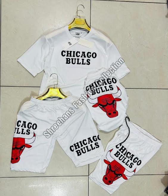 White Bulls Printed Half Sleeves T-Shirt & Shorts