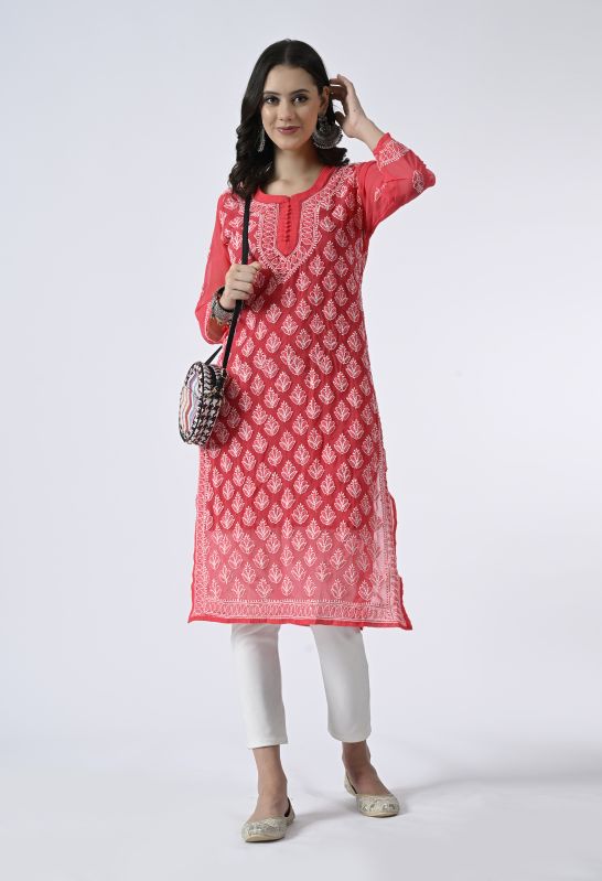 Red Buti Jaal Kurti, Size : S to XL