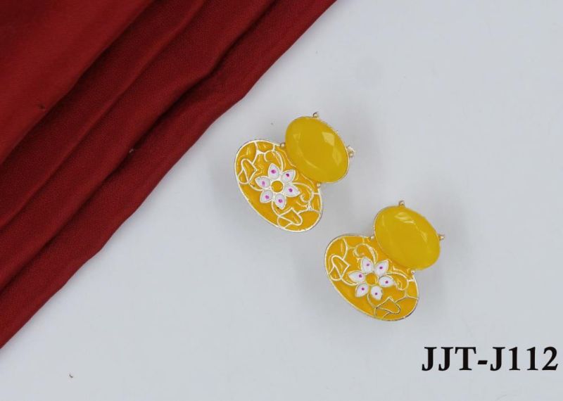 Polished Yellow Artificial Ear Stud, Packaging Type : Box
