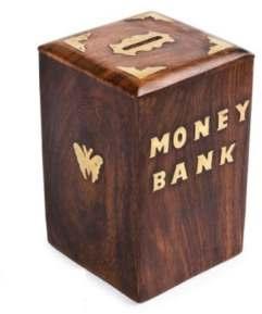 Polished Wooden Money Bank Box, Shape : Rectangular