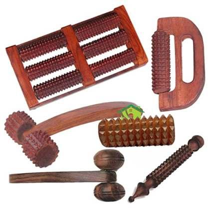 Acupressure Wooden Karela Massager for Body Relaxation, Improve Circulation, Pain Relief