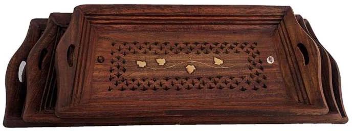 Polished Wooden Serving Tray, for Homes, Hotels, Restaurants