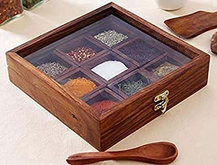 Polished Wooden Spice Box for Kitchen