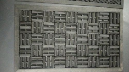 Abstract Grey PVC Door Mat, Technics : Handloom