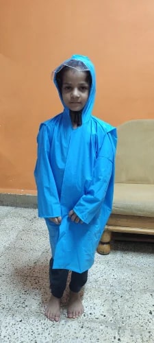 Plain PVC Kids Raincoat, Color : Blue