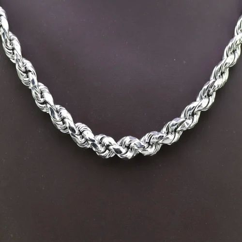 Polished Silver Rope Chain, Packaging Type : Plastic Packet