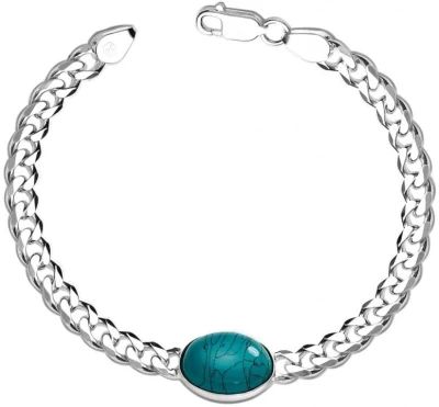 Polished Silver Taraash Curb Bracelet, Gender : Male