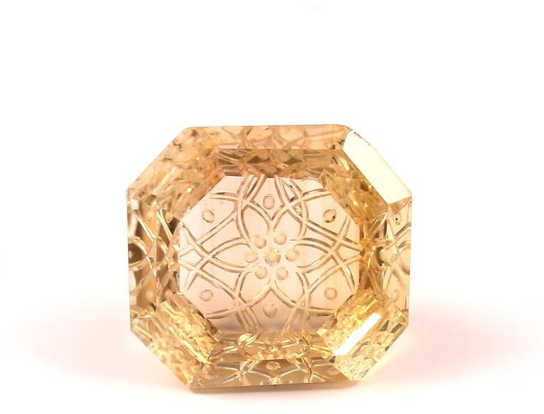 Citrine Octagon Shaped Carving Gemstone for Jewellery