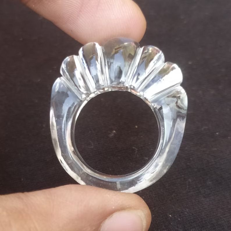 Natural Crystal Quartz Carving Ring